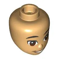 Minidoll Head with Black Eyebrows, Reddish Brown Eyes, Open Mouth, Dark Tan Lips