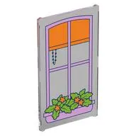 Glass for Window 1 x 4 x 6 with Lavender Window, Orange Curtain, Plants print