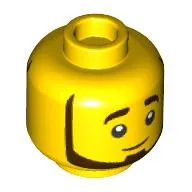 Minifig Head, Dark Brown Beard, Smile/Wink print