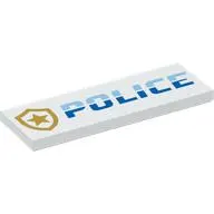Tile 2 x 6 with Gold Badge, Blue 'POLICE' print