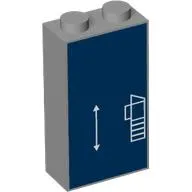 Brick 1 x 2 x 3 with White Blueprint Lines on Dark Blue Background print