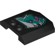 Brick Wedged, Curved Triple 4 x 4 x 2/3 with 2 Studs, Dark Turquoise Wolf Head Print