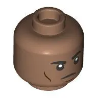 Minifig Head Blaise Zabini, Dark Brown Lines, Angry print