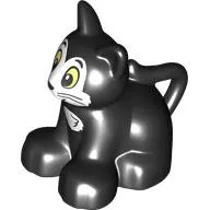 Duplo Animal Cat / Kitten Sitting, White Face, Bright Light Yellow Eyes print