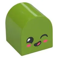 Duplo Brick 2 x 2 x 2 Curved Top with Winking Face print