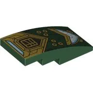 Brick Curved 4 x 2 No Studs with Gold/White Armour print