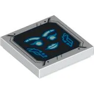Tile 2 x 2 with Pixal Bot Blue Face on Black Background print