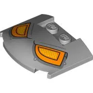 Brick Round 3 x 4 x 2/3 Triple Curved with 2 Sunk Studs with Orange/Yellow Robot Eyes print