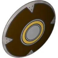 Shield Round Bowed with Bright Light Orange Circle, Dark Brown Field, Nails prints