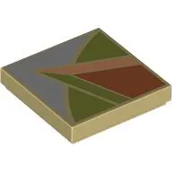 Tile 2 x 2 with Dark Orange, Olive Green, Nougat, and Sand Blue Floor Tile Print