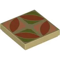 Tile 2 x 2 with Dark Orange, Olive Green, and Nougat Floor Tile Print