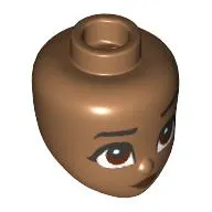 Minidoll Head with Black Eyebrows, Reddish Brown Eyes Looking Up, Dark Red Lips print
