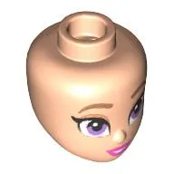 Minidoll Head with Dark Tan Eyebrows, Lavender Eyes, Coral Lips print