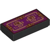 Tile 1 x 2 with Playing Card, Gold Decorations, Magenta Background print