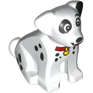 Animal, Dog Sitting with Black Spots, Red Collar, Yellow Pendant (Dalmatian) print