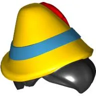 Hair and Hat, Black Short, Medium Azure Band, Red Plume pattern
