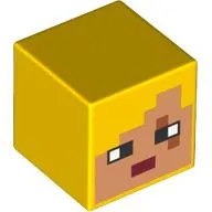 Minifig Head Special, Cube with Nougat Face, Magenta Lips print