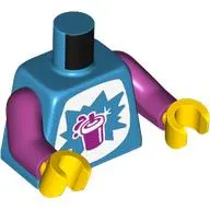 Torso, Magenta Cup, Straw Dark Azure Explosion, White Background print, Magenta Arms, Yellow Hands