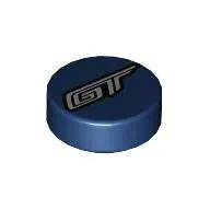 Tile Round 1 x 1 with 'GT' print