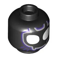 Minifig Head Black Panther, Large White Eyes, Silver/Dark Purple Mask print