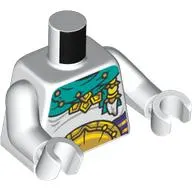 Torso, Dark Turquoise Scarf/Cloak, Dark Purple Belt, Gold Belt Buckle print, White Arms and Hands