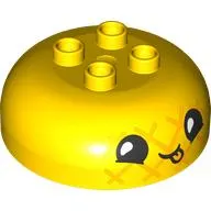 Duplo Brick Round 4 x 4 Dome Top with 2 x 2 Studs with Black Face, Sticking Out Tonque print