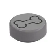 Tile 1 x 1 Round with Black Bone print