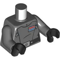 Torso, Imperial Admiral Uniform, Red/Blue Badge, Black Belt print, Dark Bluish Gray Arms, Black Hands