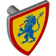 Shield Triangular with Lion Standing Blue on Yellow Background Print