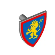 Shield Triangular with Lion Standing Yellow on Blue Background Print