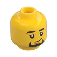 Minifig Head, Thick Eyebrows, Goatee, Smile Print