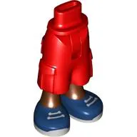 Minidoll Hips and Cargo Pants with Reddish Brown Legs, Dark Blue/Dark Bluish Grey Shoes print [Thin Hinge]
