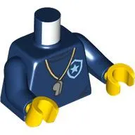 Torso, Bright Light Blue Police Badge, Whistle print, Dark Blue Arms, Yellow Hands