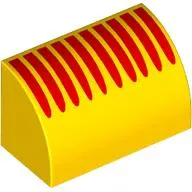 Brick Curved 1 x 2 x 1 No Studs with Red Lines print