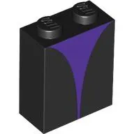 Brick 1 x 2 x 2 with Inside Stud Holder with Purple Shape print