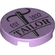 Tile Round 2 x 2 with Needle, 'EST 1932 TAILOR' print
