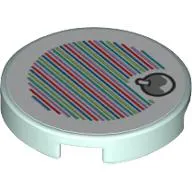 Tile Round 2 x 2 with Bottom Stud Holder with Yoshi Fruit and Barcode Print (Sticker)
