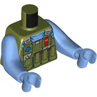 Torso with Long Arms, Na'vi, with Army Vest, Utility Belt print, Medium Blue Arms and Hands