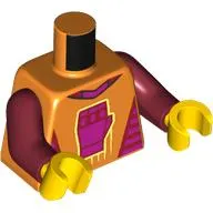 Torso, Dark Pink Sides, Collar, Fist with Bright Light Yellow Speed Lines print, Dark Red Arms, Yellow Hands