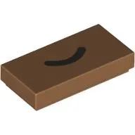 Tile 1 x 2 with Black Half Circle / Mouth print