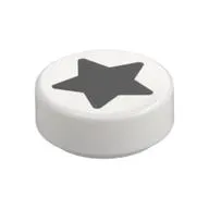 Tile Round 1 x 1 with Black Star print