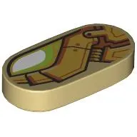 Tile Round 1 x 2 with White/Lime Eye, Gold Armour print