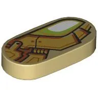Tile Round 1 x 2 with White/Lime Eye, Gold Armour print