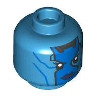 Minifig Head Nebula, Blue Face Paint, Stripes, Angry Stare, Dark Blue Lips print