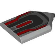 Tile Special 2 x 3 Pentagonal with Dark Bluish Grey/Red Armour print