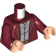 Torso, Jacket, Gold Decorations, Light Bluish Grey Shirt, Nougat Belt print, Dark Red Arms, Light Nougat Hands