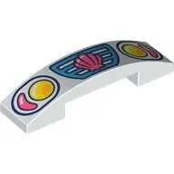 Brick Curved 4 x 1 Double with No Studs with Car Grill, Headlights, Coral Shell print