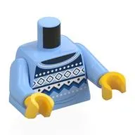 Torso Sweater, Blue, White, and Dark Blue Details Print, Bright Light Blue Arms, Yellow Hands