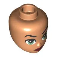 Minidoll Head, Black Raised Eyebrows, Sand Green Eyes, Dark Red Lips, Close Mouth