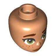 Minidoll Head, Reddish Brown Eyebrows, Olive Green Eyes, Peach Lips, Closed Mouth, Freckles